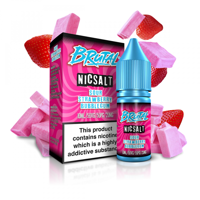 Brutal - Sour Strawberry & Bubblegum - Salts - 10ML - My Vape Store UK