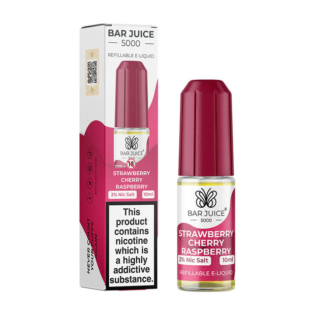 Bar Juice 5000 - Strawberry Cherry Raspberry Ice - Nic Salt - 10ml - My Vape Store UK