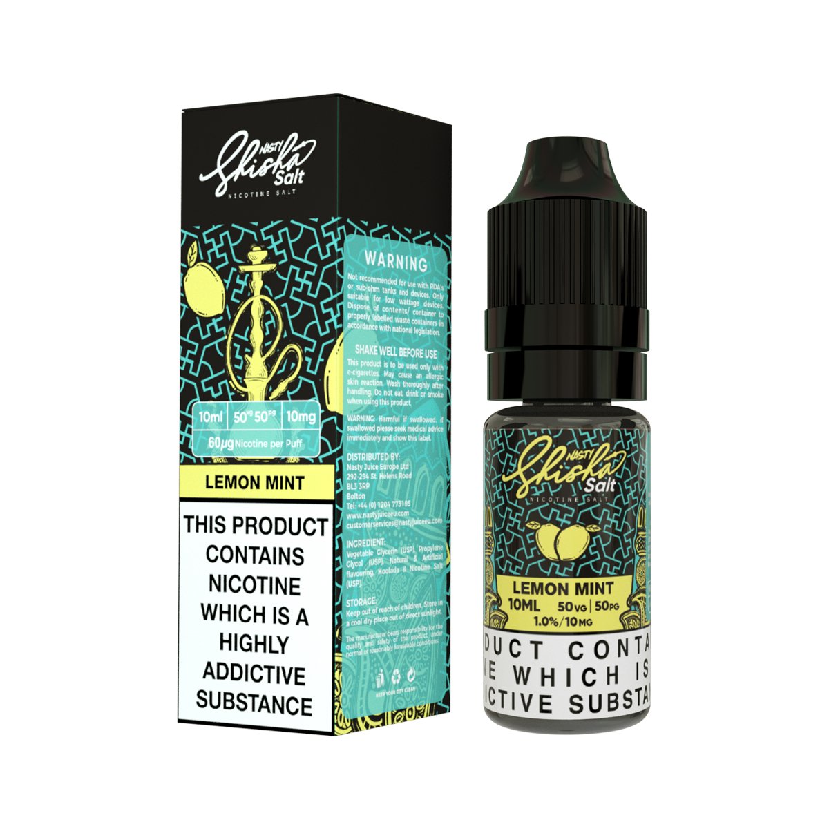 Nasty Juice - Shisha - Lemon Mint - Nic Salt - 10ml - My Vape Store